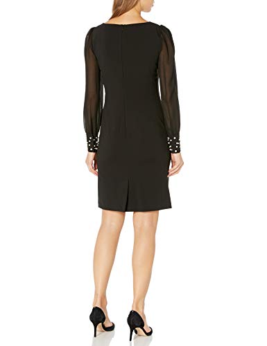 Karl Lagerfeld Paris Women's Solid Sheer Sleeve Sheath Dress2