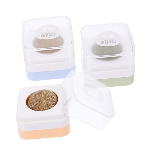 BUGUUYO 3 Piezas Gato lamer lamer Divertido Cat Toys Gatito para Gatos de Interior Hierba gatera para Gatos Bolas giratorias de Hierba gatera Juguete de Limpieza de Menta