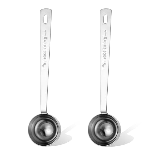 Nogeqi 2 Stück Kaffeelöffel Portionierer 15ml mit Langem Griff, Wiederverwendbar Langer Messlöffel Edelstahl, Metall Dosierlöffel Pulver...