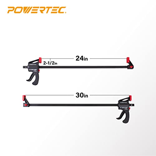Powertec 71789 Quick Release Bar Clamp Set, 12" Clamp With 18" Spreader, 24" Clamp With 30" Spreader And 36" Clamp With 42" Spreader, 6-Pc Set #TOP2