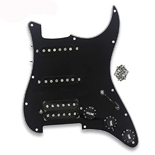 KLKL Noir Chargé HSS Guerge De Guitare SSH Pickot De Guitare Alnico 5 Préwired 11 Trou Pickguard pré-câblé - Les Beatles, Paul McCartney, John Lennon, RIngo Starr, George Harrison