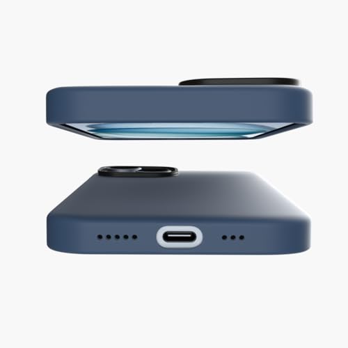 Image of CASEGEAR Silicone Snap Fit Back Cover Case Compatible with iPhone 15 | 8 Feet Drop Protection | Compatible with MagSafe | 360 Protection | Shockproof & Scratch Resistant | Blue