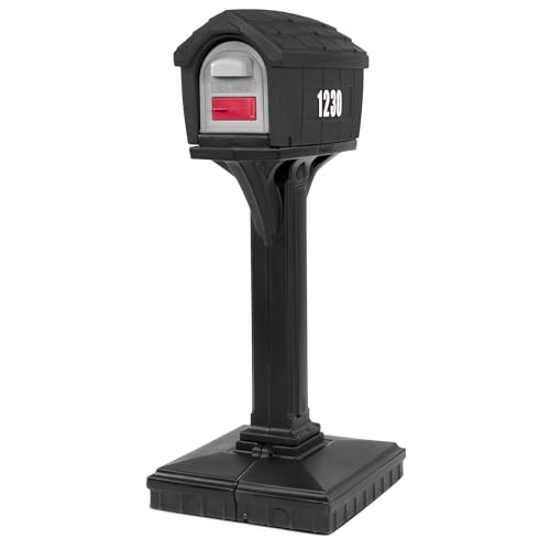 American Home by Simplay3 Dig-Free Easy Up Home Mailbox and Post Combination in Black Above Ground Mailbox