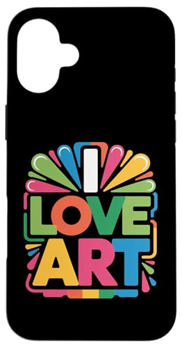カラフル I Love Art 大胆なタイポグラフィ スマホケース iPhone 16 Plus 用