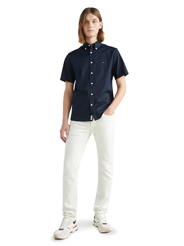Image of Tommy Hilfiger Men's Short Sleeve Poplin Shirts in Regular Fit, Men's Button Down Shirts