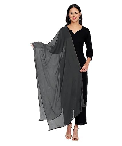 2.50 Meters Solid Chiffon Dupatta, Lightweight Designer Chunni, Scarf for Ethnic Wear, Casual Wear -(Pack of 1-picture-47