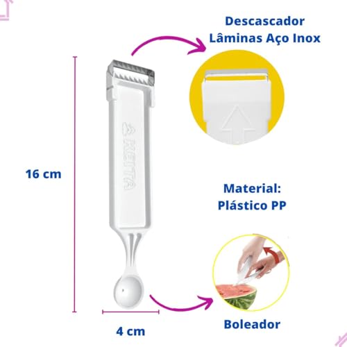 Kit 2 Descascadores De frutas E Legumes Com Boleador 2 Em 1 Keita