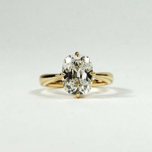 2 CT Old Mine Cushion Cut Moissanite Engagement Ring Elongated Cushion 14K Yellow Gold Solitaire Ring For Women2