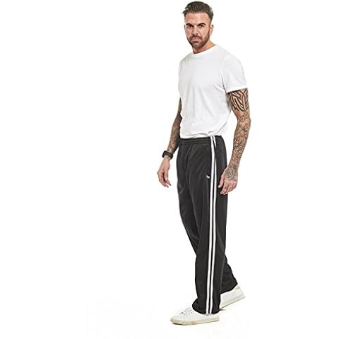 STONEBRIDGE Mens Boys Unisex Tracksuit Bottom with 2 Stripes Elasticated Waist Sport Trousers (Small, Black with 2 White Stripes) Cover