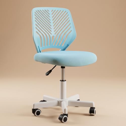 Image of DROGO Nova Ergonomic Office Chair, Armless Mesh Desk Chair with Breathable Backrest & Height Adjustable Seat, Soft Cushioned Computer Chair for Home, Study & Bedroom, 1 Year Warranty (Blue)