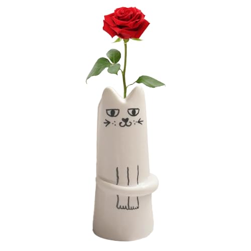 Vase à Fleurs en Forme de Chat - Vase Mignon pour décoration d'intérieur - Vase à Fleurs d'art Moderne - Vase de Table - Vase en résine pour fraîches séchées -...