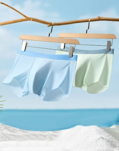 Men's Soft Ice Silky Boxer Briefs Lightweight Breathable Sexy Lingerie Shorts Seamless Trunk Underwear with Pouch2