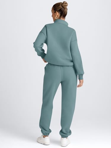 Image of AUTOMET Women's Sweatsuits 2 Piece Outfits Lounge Sets | Cozy Airport Outfits,Casual Sweat Sets for Fall and Winter,Half Zip Pullover and Baggy Sweatpants with Pockets