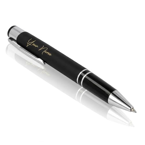 Image of Kajri Gifts Customized Pen With Name Luxury Ballpoint Tic Tak Customised Pen With Name Black And Silver Body Personalized Gift For Professionals And Return Gift (Black Tic Tak)