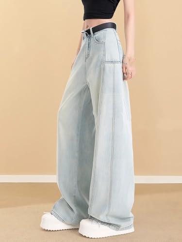 Women's Casual Wide-Leg Jeans High-Waisted Stretch Denim for Street Style Pants2