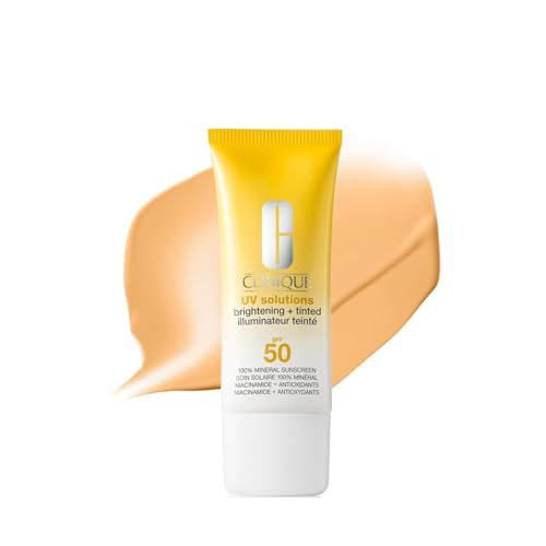 Clinique UV Solutions Brightening + Tinted Sunscreen for Face SPF 50 | Mineral Sunscreen with Niacinamide and Zinc Oxide Light 1.3 Fl Oz