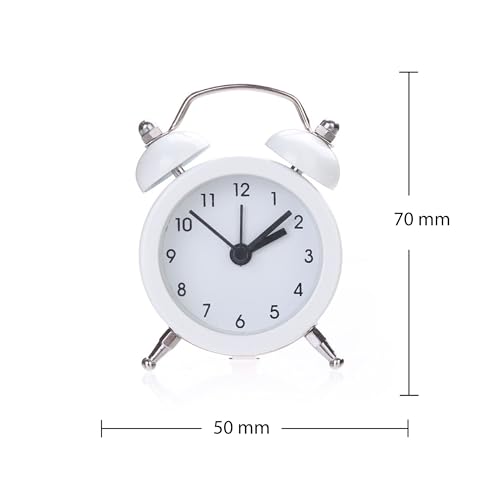 Image of Vintage Inspired Mini Table Alarm Clock, Old Retro Style Digital Alarm Clock, Small Table Clock for Home, Kitchen, Office and Decor (White)