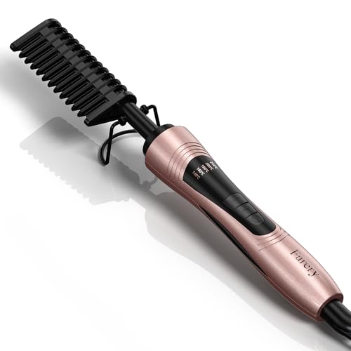 Farery Peine Eléctrico Caliente, Alisador de Cabello para Pelucas, Cabello Afro y Barba, Peine Alisador Antiquemaduras con Dientes Impregnados de Queratina y Aceite de Argán, Temperatura Ajustable Farery Peine Eléctrico Caliente, Alisador de Cabello para Pelucas, Cabello Afro y Barba, Peine Alisador Antiquemaduras con Dientes Impregnados de Queratina y Aceite de Argán, Temperatura Ajustable