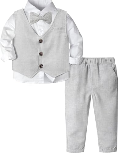 Image of A&J DESIGN 4pcs Baby & Toddler Suit, 12 Months - 5T, Shirt & Pants & Vest & Bow Tie