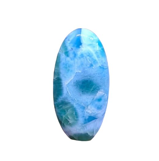 Gemme larimar naturel cabochon ovale, la poésie des vagues en bijou