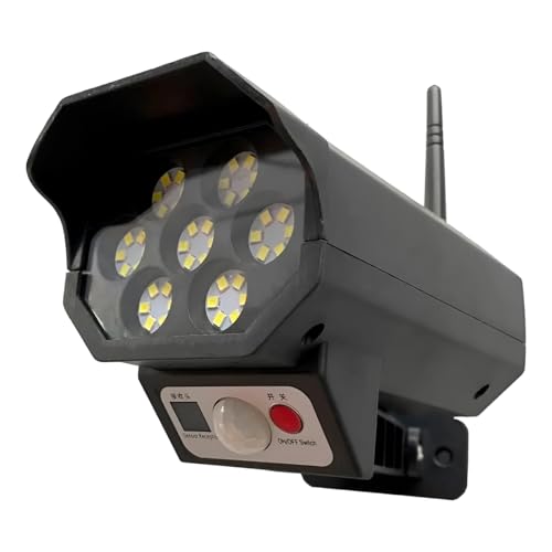 Refletor Solar LED 60W, Luminária de Segurança com Sensor de Presença, Preto, 42 LEDs, Painel Solar 5V, Formato Câmera, Controle Remoto, 8h de Funcionamento