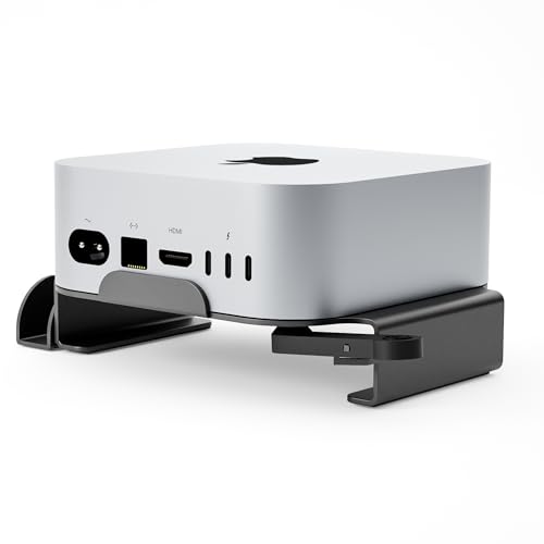 Image of CHEVIK MiniMount Steel Stand - Durable Powder-Coated Desktop Mount, Improved Cooling, Easy Power Button Access, Sleek Design & Desk Organizer for Mac mini M4 & M4 Pro (Power Reach) (Black MiniMount)