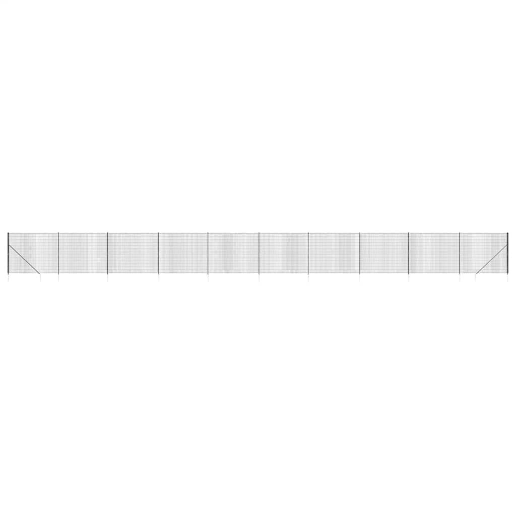 Wire Mesh Fence with Spike Anchors Anthracite 2x25 m Heavy Duty Security Barrier Galvanised Steel PVC Coated Animal Enclosure Garden Fence Flexible Interlocking Design