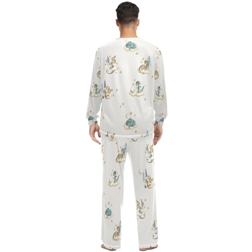 vvfelixl Men's Pajama Sets Cute Doodle Sloth Pj Sets for Mens 2 Piece Loungewear Sets for Men XXS-XXL3