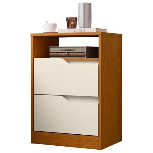 Mesa de Cabeceira 02 gavetas com nicho Cinamomo/Off White Sole Móveis Albatroz