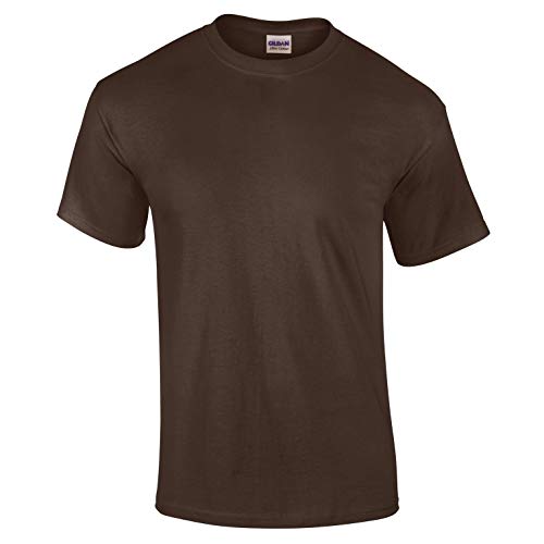T-Shirt en Coton Chocolat Noir Gildan S maille épaisse et finitions doubles coutures