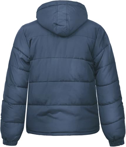 Image of Men's Hooded Puffer Jacket Down Alternative Lightweight Warm Coat Stand Collar Winter Insulated Quilted Coat