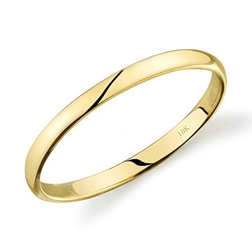 SKAHFIS 10k Yellow Gold Light Comfort Fit 2mm Wedding Band Size 6.5