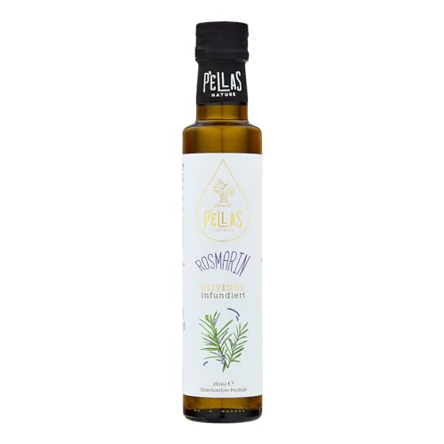 Pellas Nature Olivenöl Extra Vergine mit Rosmarin - Testsieger griechisches Olivenöl kaltgepresst, Natürlich, ohne Zusatzstoffe, 250ml Glasflasche