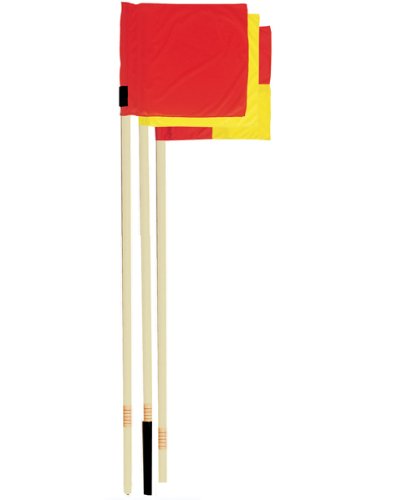 Visiodirect Kit 4 poteaux Corner articulés avec embase, Drapeaux Rouge, Jaune à damiers