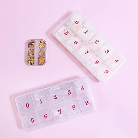 1000 Stück Acryl Künstlich Nagelspitzen Falsche Nagel Nageltips Französisch,Kunstnägel für Gelnägel zum Aufkleben mit Nagel Glitzer,3er-Boxen-Set Cover