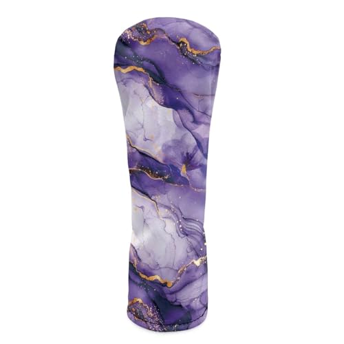 Rarucativ パープルマーブルゴルフヘッドカバー ウッドとドライバー用 プレミアムレザーヘッドカバー ソフト生地 クラブをドライで清潔に保つ ゴルフアクセサリー 女性用