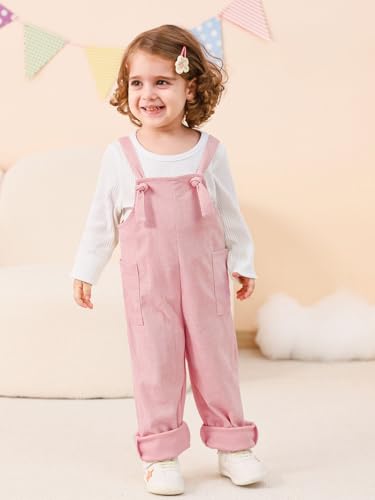 Toddler Girl Boy Overalls Fall Outfits Corduroy Adjustable Straps Suspender Pants with Pockets Jumpsuit Romper 1-5T3