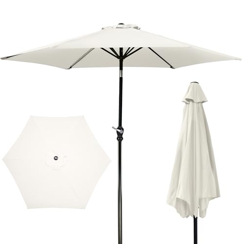 Elevon 9FT Creamy White Outdoor Patio Umbrella with Push Button
