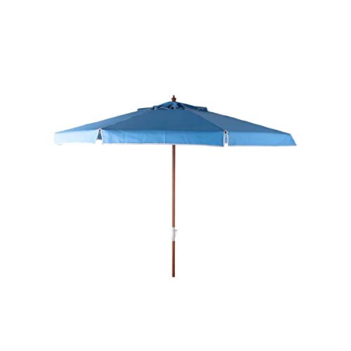 Ombrelone em Bagum com Haste de Madeira Guarda Sol 3m Praia Piscina Bel Fix Azul