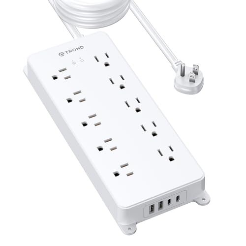 Image of TROND Surge Protector Power Strip, Flat Plug 15ft, 4000J, ETL Listed