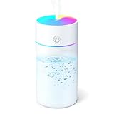 加湿器 小型 卓上 【TYPE-C給電式 ＆ 2段階ミスト】 超音波式 車 ペットボトル アロマ対応 ミニ加湿器 大容量350ml 空焚き防止 車載 持ち運び USB コンパクト 小さい humidifier 静音 水漏れ防止 3種類LEDライト 自動停止機能 次亜塩素酸水対応 バッテリーなし 寝室 オフィス 乾燥対策 花粉対策 (ホワイト)