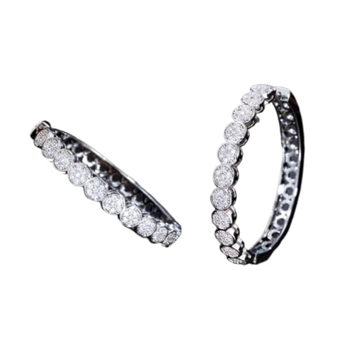 Créoles longues et rondes en or 585 avec zircons cubiques pour femme