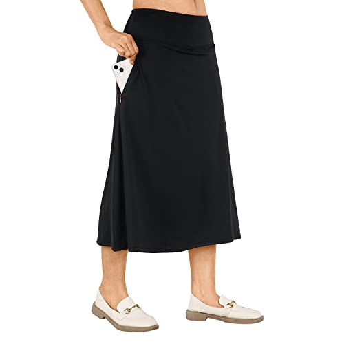 Czrlhyt CZ-02-BLACK-L Skirts With Shorts For Women - Women'S Weekend Skirts Women'S Floral Midi Skirts Elastic High Waist A-Line Skirts Black L thumb #1