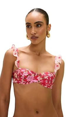PATBO, Peony Print Lycra Bikini Top, M