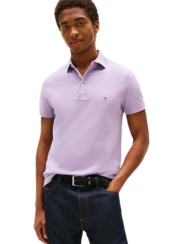 Image of Tommy Hilfiger Men's Short Sleeve Polo Shirts in Slim Fit with Stretch and Organic Pique Cotton