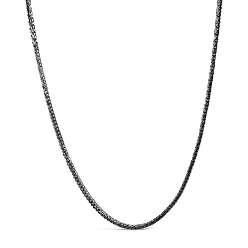 Men's Sterling Silver Black Onyx Tennis Necklace