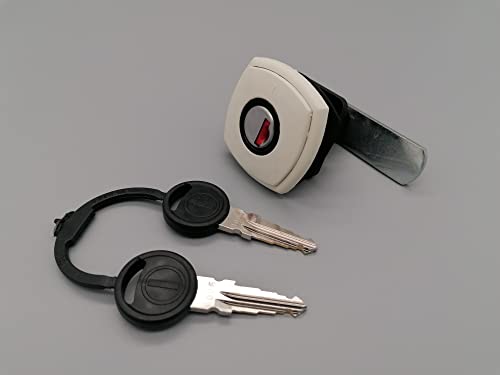 CR-MOESANCO® Cerradura Cuadrada Blanca para Maletero de Gas y Baúl Caravana y Autocaravana (Espesor:35 mm) con 2 Llaves