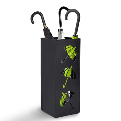 NBOUOU Metal Umbrella Stand for Hallway Hollow Out Design Freestanding Umbrella Holder Bin for Entryway Walking Stick Stand Indoor/Outdoors for Entryway Office Home (16x16x42 cm)
