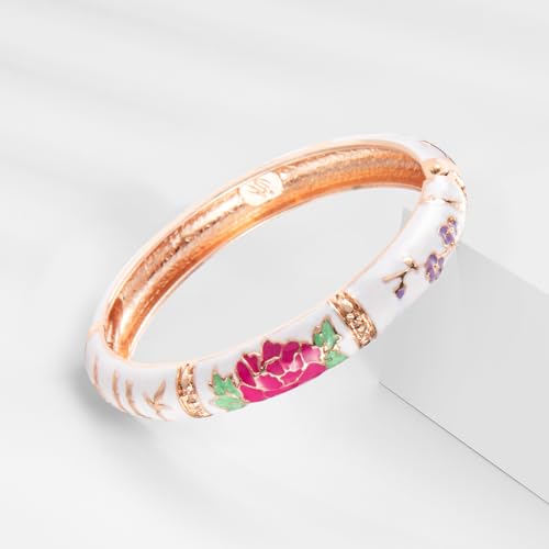 Image of UJOY Vintage Cloisonne Jewelry Handcrafted Bracelets Gorgeous Enameled Flower Plated Cuff Bangles Gifts 88A