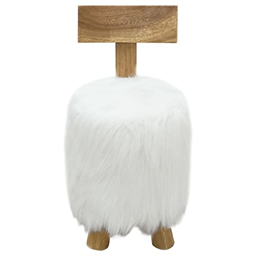 Tabouret en peau de chèvre moderne pour salon chaleureux en teck